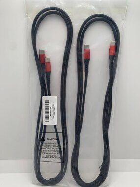 Durcord USB C Braided Charger Cable 2-Pack 60W 6.6FT Red & Black